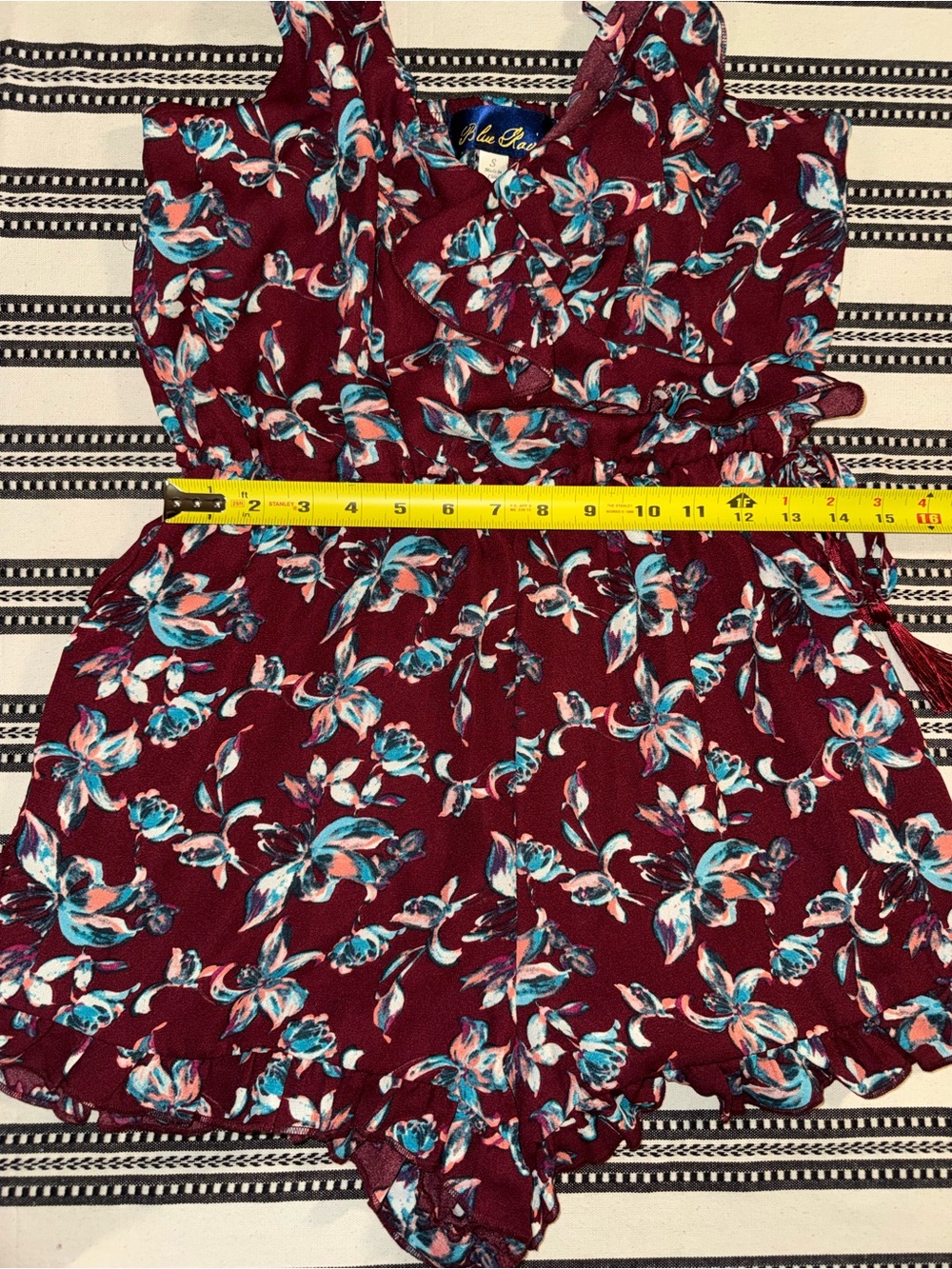 Blue Rain Women’s Burgundy Floral Spaghetti-Strap Romper, Small, BWT - Picture 9 of 15